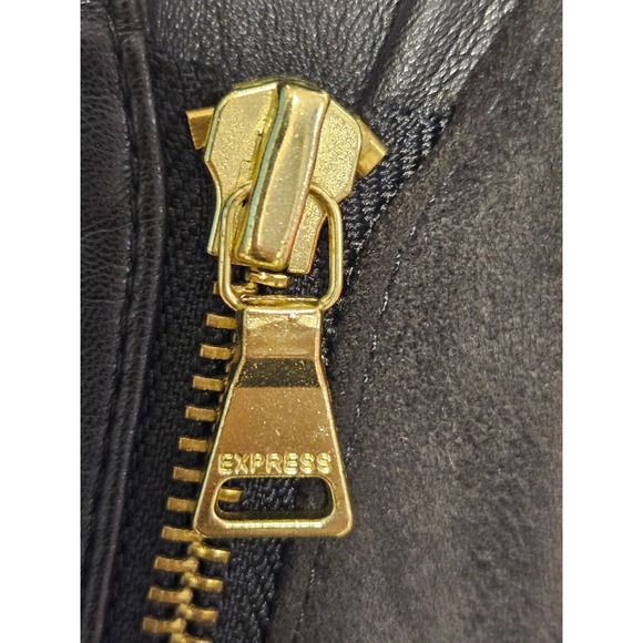 Express Two Toned Deep Brown and Black Medium Full Zip Blazer Jacket Polyester - Picture 7 of 10